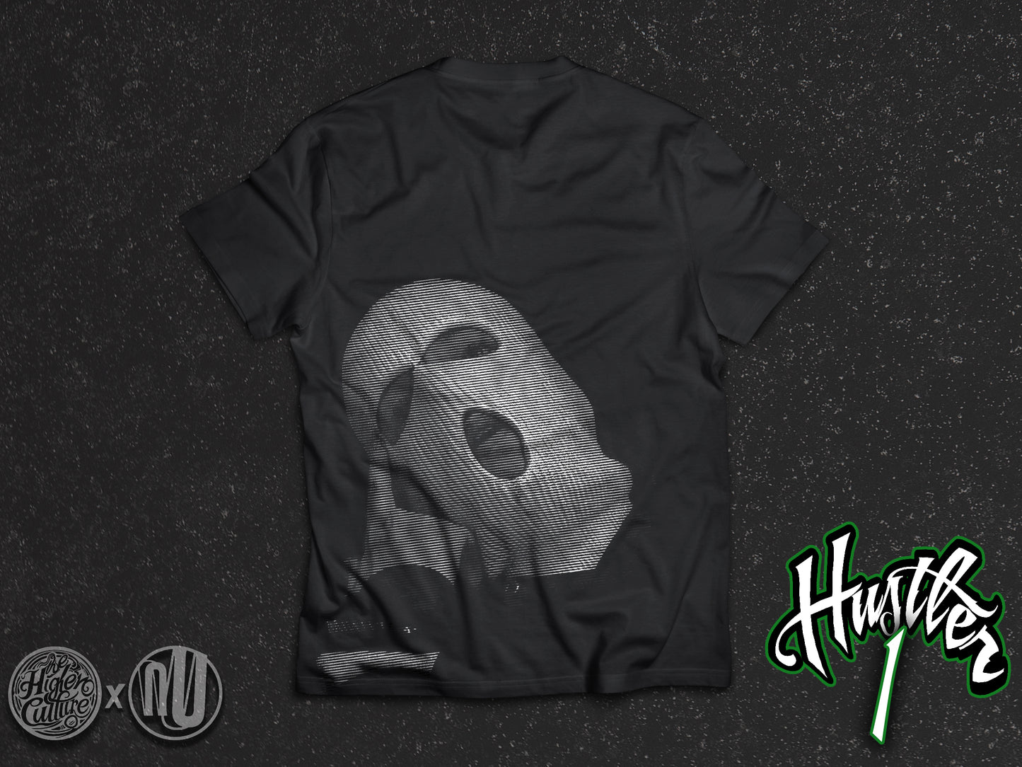 Tricou Negru “HUSTLER” - by THC x NU’ - CUSTOMIZABLE BACK PRINT