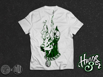 Tricou Alb “HUSTLER” - by THC x NU’ - CUSTOMIZABLE BACK PRINT