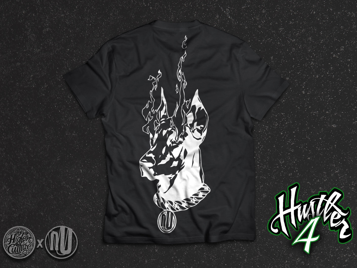 Tricou Negru “HUSTLER” - by THC x NU’ - CUSTOMIZABLE BACK PRINT