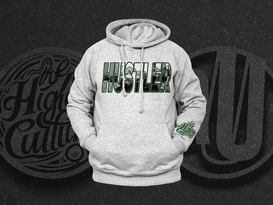 Hanorac Gri “HUSTLER” - by THC x NU’ - CUSTOMIZABLE BACK PRINT